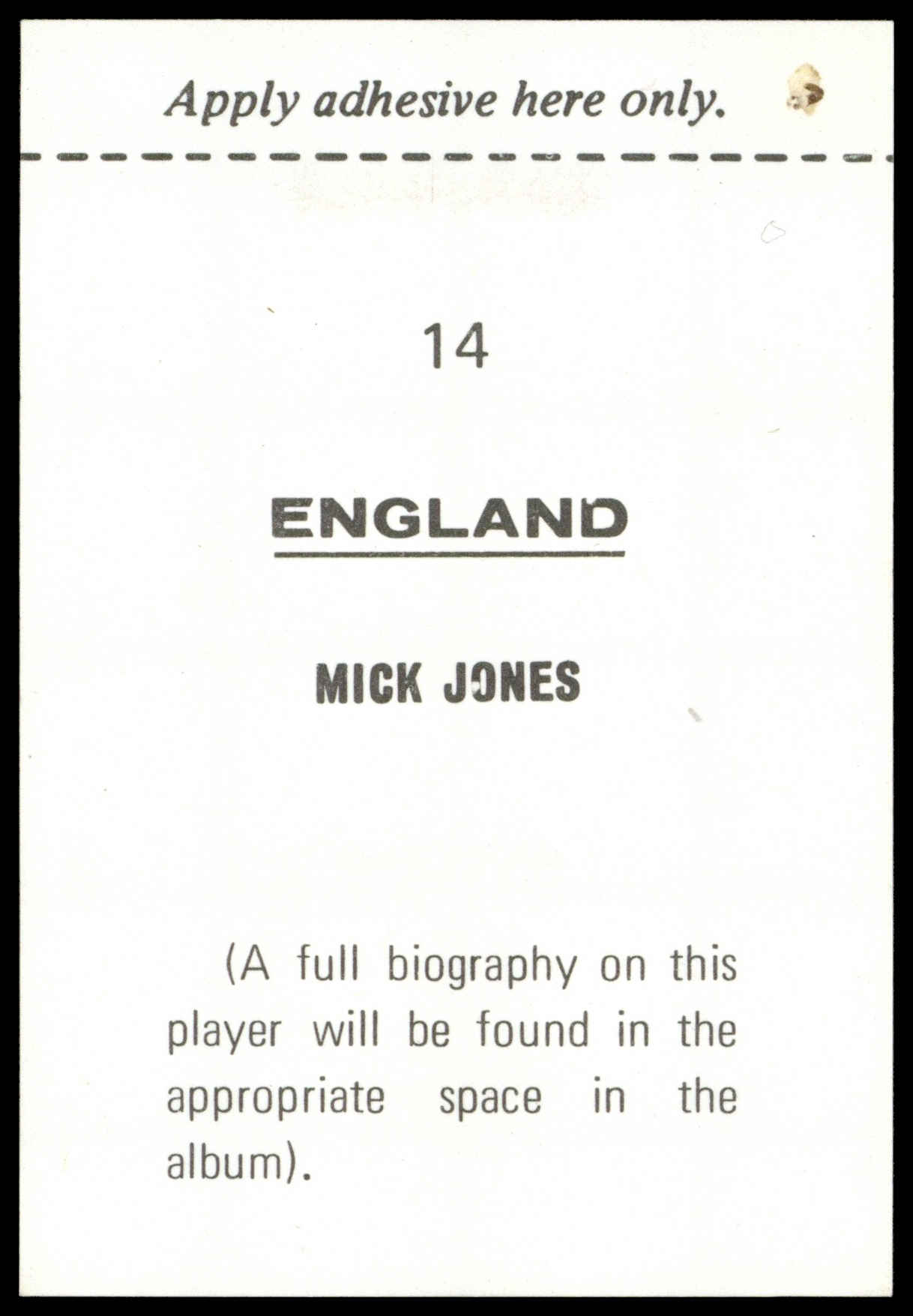F.K.S. - 'Mexico 70' (1970) - Mick Jones (England) F.K.S. - 'Mexico 70' (1970) - Mick Jones (England)