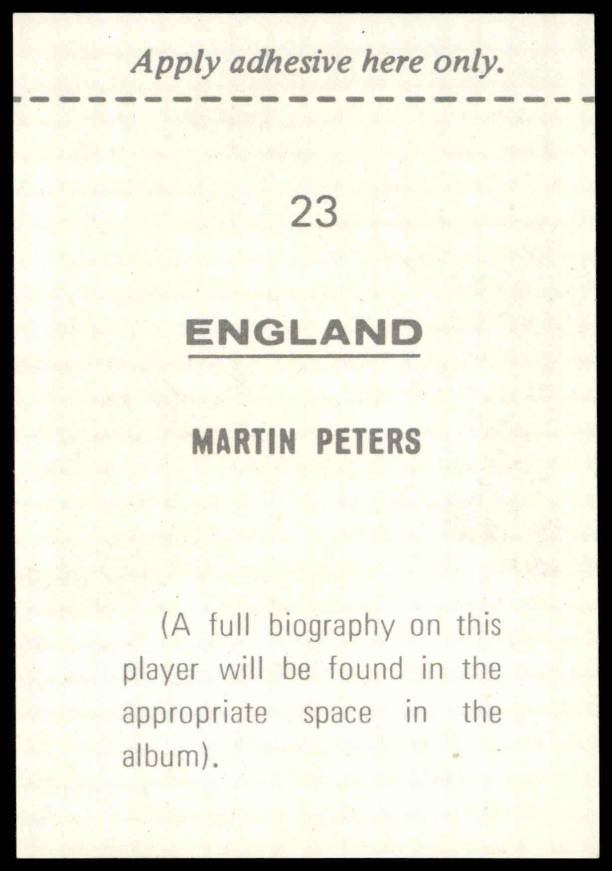F.K.S. - 'Mexico 70' (1970) - Martin Peters (England) F.K.S. - 'Mexico 70' (1970) - Martin Peters (England)