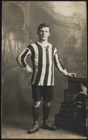 Real Photo - 'Victorian Footballer - Studio Portrait' (c1900) - Unused Postcard