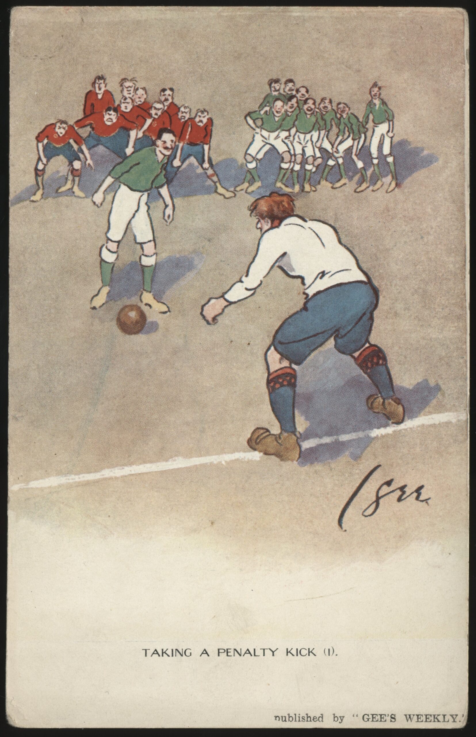 Gee's Weekly - 'Taking a Penalty Kick' () - Unused Football Postcard Gee's Weekly - 'Taking a Penalty Kick' () - Unused Football Postcard
