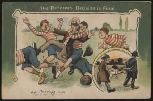 Hartmann - 'The Referee's Decision is Final Rugby Postcard' (1905) - Postmarked Devenport 24-Oct-1905 Hartmann - 'The Referee's Decision is Final Rugby Postcard' (1905) - Postmarked Devenport 24-Oct-1905