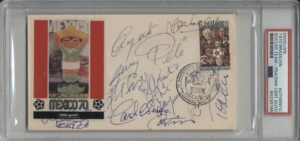 PSA Auth - 'Mexico 70 Brazil World Cup Winning Team Signed FDC incl Pele, Carlos Alberto, Jairzinho, Rivellino, Tostao PSA Auth - 'Mexico 70 Brazil World Cup Winning Team Signed FDC incl Pele, Carlos Alberto, Jairzinho, Rivellino, Tostao