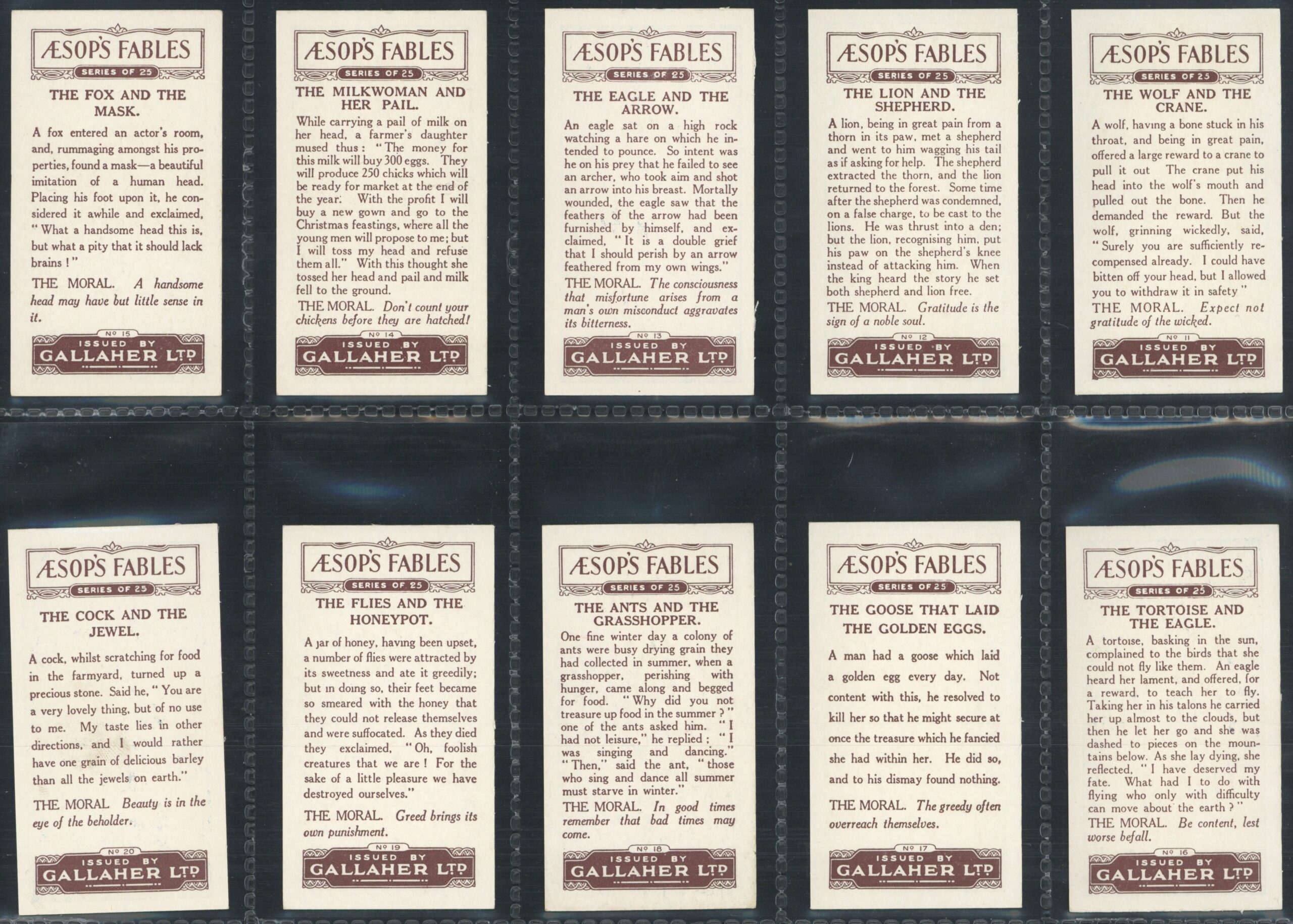 Gallaher - 'Aesops Fables (A)' - Complete Set (1931) Gallaher - 'Aesops Fables (A)' - Complete Set (1931)