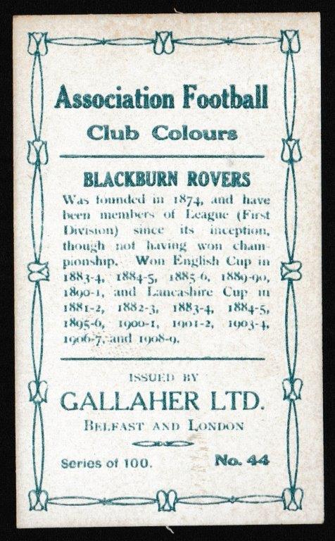 Gallaher - 'Association Football Club Colours' (1910) - Robert Crompton (Blackburn Rovers) Gallaher - 'Association Football Club Colours' (1910) - Robert Crompton (Blackburn Rovers)