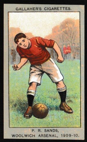 Gallaher - 'Association Football Club Colours' (1910) - P.R. Sands (Woolwich Arsenal) Gallaher - 'Association Football Club Colours' (1910) - P.R. Sands (Woolwich Arsenal)