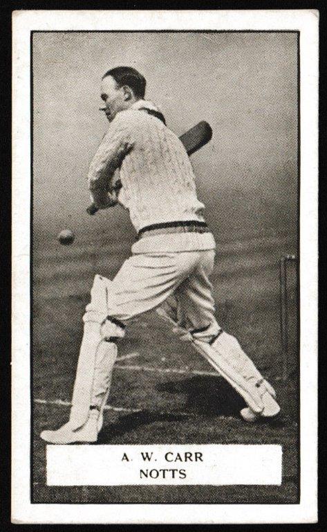 Gallaher - 'Famous Cricketers' (1926) - A.W. Carr (Notts) Gallaher - 'Famous Cricketers' (1926) - A.W. Carr (Notts)