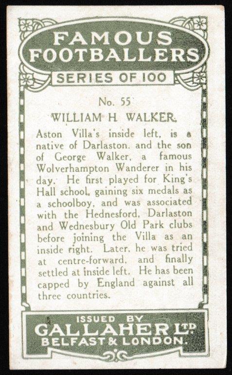 Gallaher - 'Famous Footballers (Green)' (1925) - William H. Walker (Aston Villa) Gallaher - 'Famous Footballers (Green)' (1925) - William H. Walker (Aston Villa)