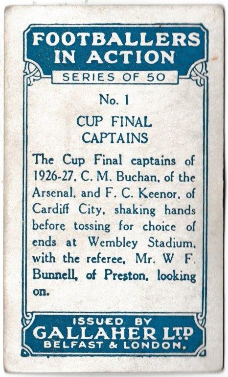 Gallaher - 'Footballers in Action' (1928) - Cup Final Captains Gallaher - 'Footballers in Action' (1928) - Cup Final Captains
