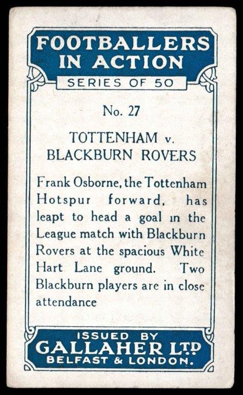 Gallaher - 'Footballers in Action' (1928) - Tottenham v Blackburn Rovers Gallaher - 'Footballers in Action' (1928) - Tottenham v Blackburn Rovers