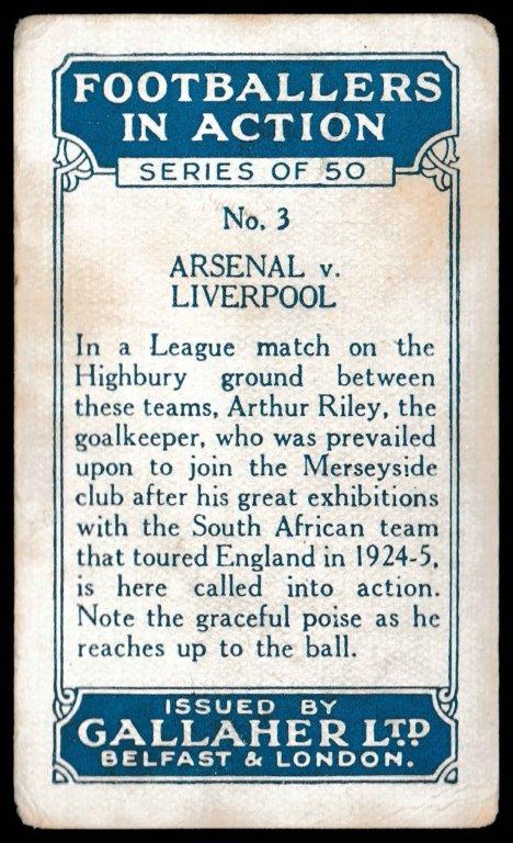 Gallaher - 'Footballers in Action' (1928) - Arsenal v Liverpool Gallaher - 'Footballers in Action' (1928) - Arsenal v Liverpool