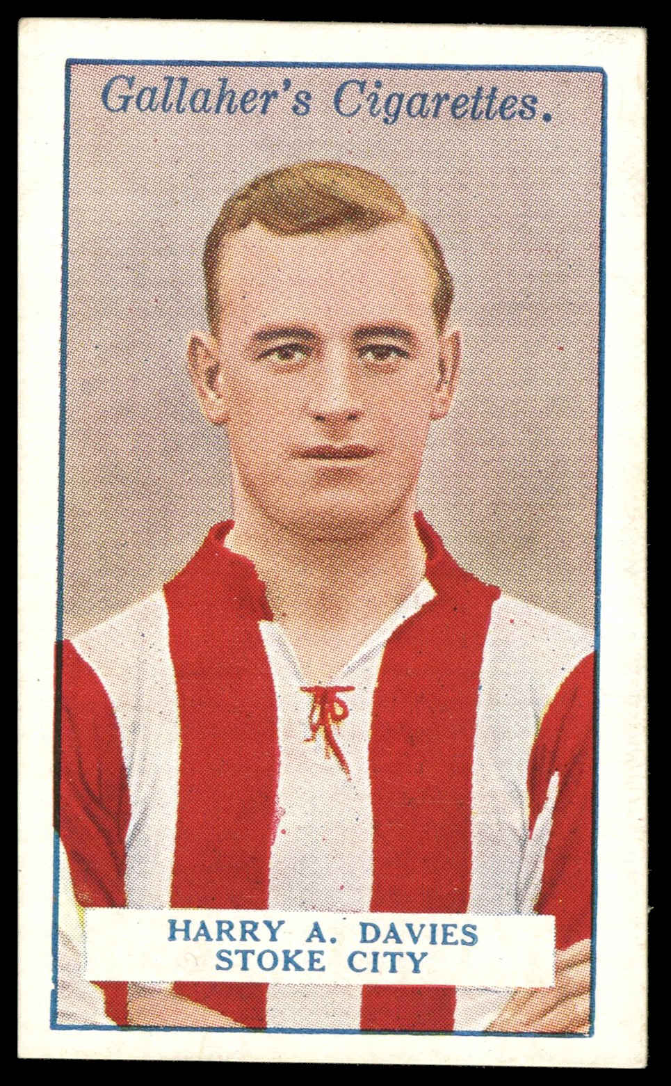 Gallaher - 'Footballers (Red)' (1928) - H.A. Davies (Stoke City) Gallaher - 'Footballers (Red)' (1928) - H.A. Davies (Stoke City)