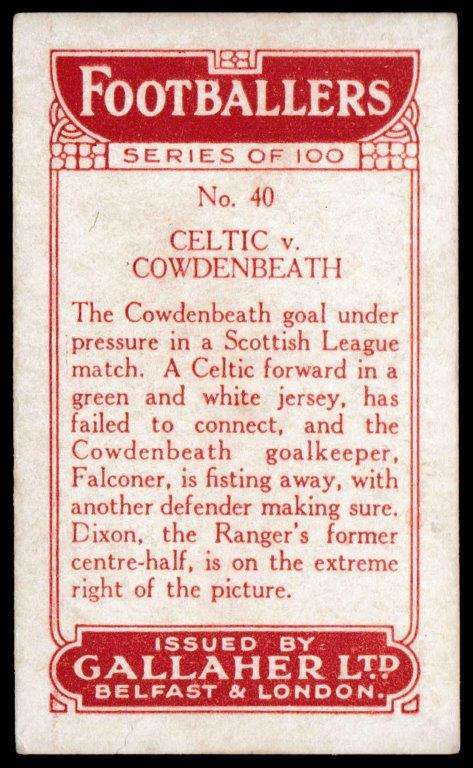 Gallaher - 'Footballers (Red)' (1928) - Celtic v Cowdenbeath Gallaher - 'Footballers (Red)' (1928) - Celtic v Cowdenbeath