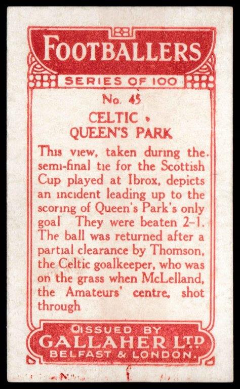 Gallaher - 'Footballers (Red)' (1928) - Celtic v Queens Park Gallaher - 'Footballers (Red)' (1928) - Celtic v Queens Park