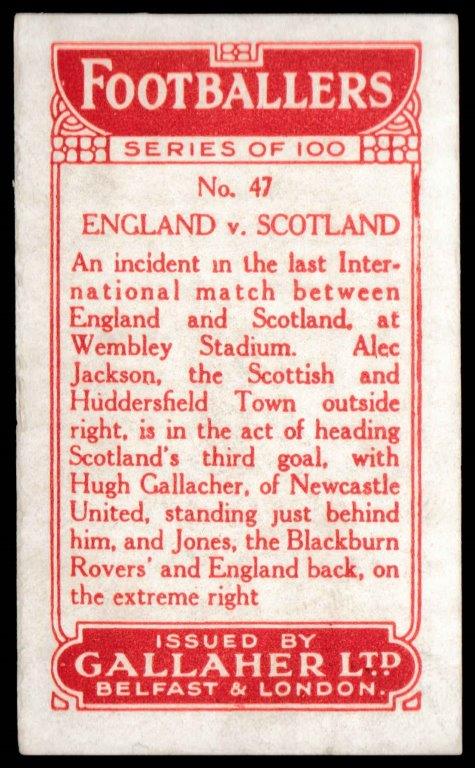 Gallaher - 'Footballers (Red)' (1928) - England v Scotland Gallaher - 'Footballers (Red)' (1928) - England v Scotland