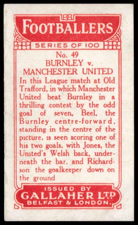 Gallaher - 'Footballers (Red)' (1928) - Burnley v Manchester United Gallaher - 'Footballers (Red)' (1928) - Burnley v Manchester United