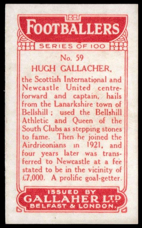 Gallaher - H. Gallacher (Newcastle United) - 'Footballers (Red)' (1928) Gallaher - H. Gallacher (Newcastle United) - 'Footballers (Red)' (1928)
