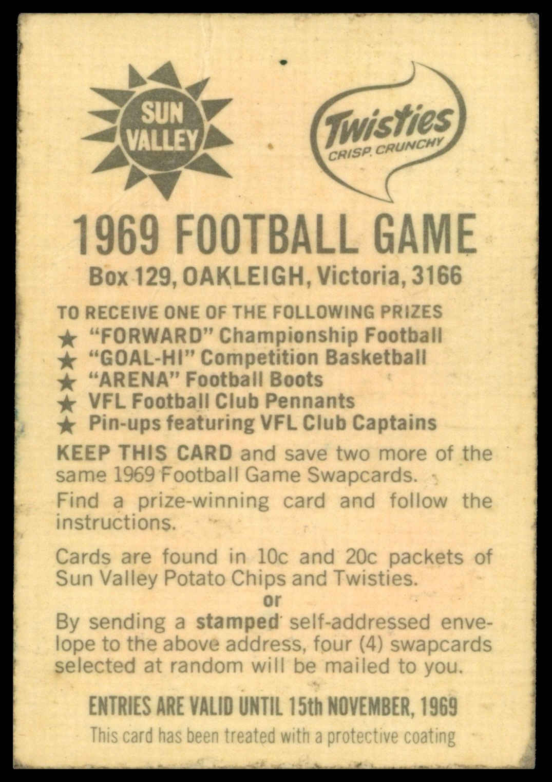 General Foods - '1969 Football Game' (1969) - Bob Skilton (South Melbourne) General Foods - '1969 Football Game' (1969) - Bob Skilton (South Melbourne)