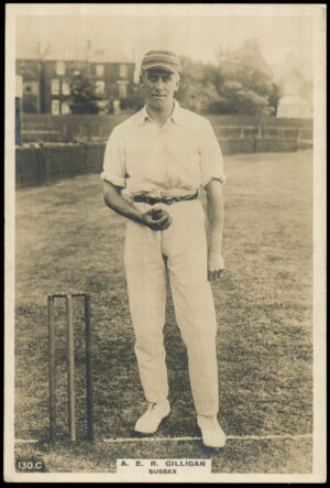 Phillips (Godfrey) - A.E.R. Gilligan (Sussex) -  'Cricketers Cabinet Card'  - (1924)