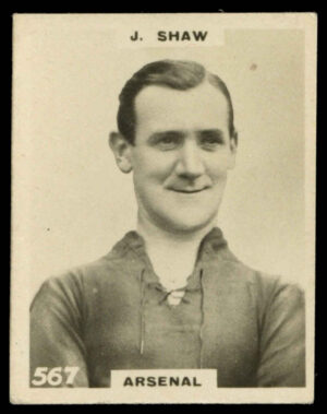 Phillips (Godfrey) - 'Footballers (K - Single Oblong "Pinnace")' (1922) - J. Shaw (Arsenal)