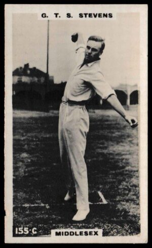 Phillips (Godfrey) - 'Cricketers (Brown) Card #155-C - G.T.S. Stevens (Middlesex)