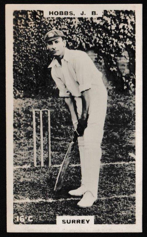 Phillips (Godfrey) - 'Cricketers (Brown) Card #16-C - J.B. Hobbs (Surrey) Phillips (Godfrey) - 'Cricketers (Brown) Card #16-C - J.B. Hobbs (Surrey)