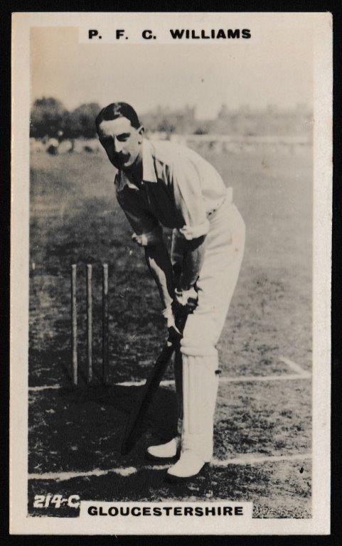 Phillips (Godfrey) - 'Cricketers (Brown) Card #214-C - P.F.C. Williams (Gloucs) Phillips (Godfrey) - 'Cricketers (Brown) Card #214-C - P.F.C. Williams (Gloucs)