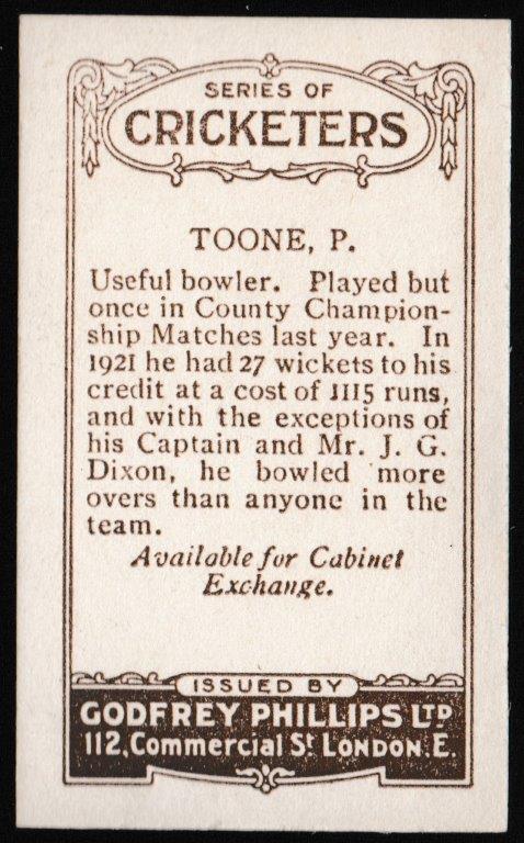 Phillips (Godfrey) - Smith (Essex) - 'Cricketers (Brown)' (1924) Phillips (Godfrey) - Smith (Essex) - 'Cricketers (Brown)' (1924)