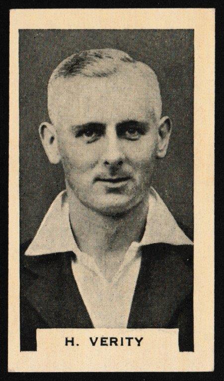 Phillips (Godfrey) - 'Test Cricketers 1932-1933' (1932) - Card #10 (BDV) - H. Verity (Yorkshire) Phillips (Godfrey) - 'Test Cricketers 1932-1933' (1932) - Card #10 (BDV) - H. Verity (Yorkshire)