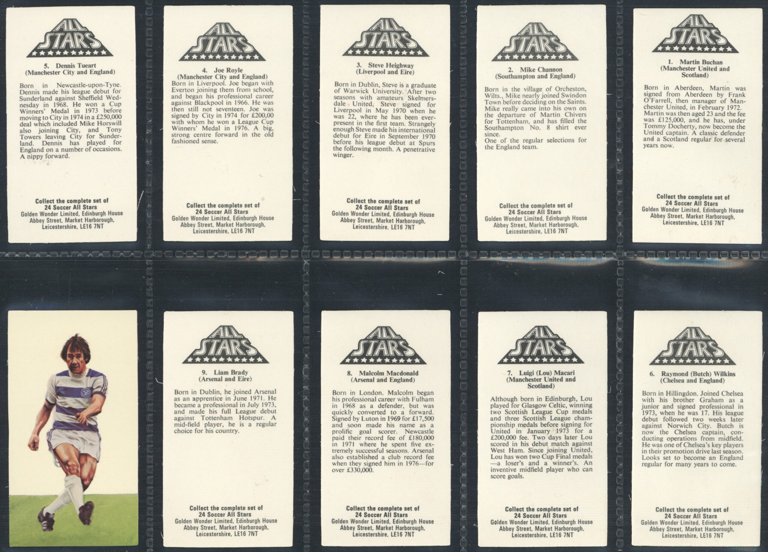 Golden Wonder - 'Soccer All Stars' (1978) - Complete Set (Dalglish, Brady, Toshack, Shilton etc) Golden Wonder - 'Soccer All Stars' (1978) - Complete Set (Dalglish, Brady, Toshack, Shilton etc)