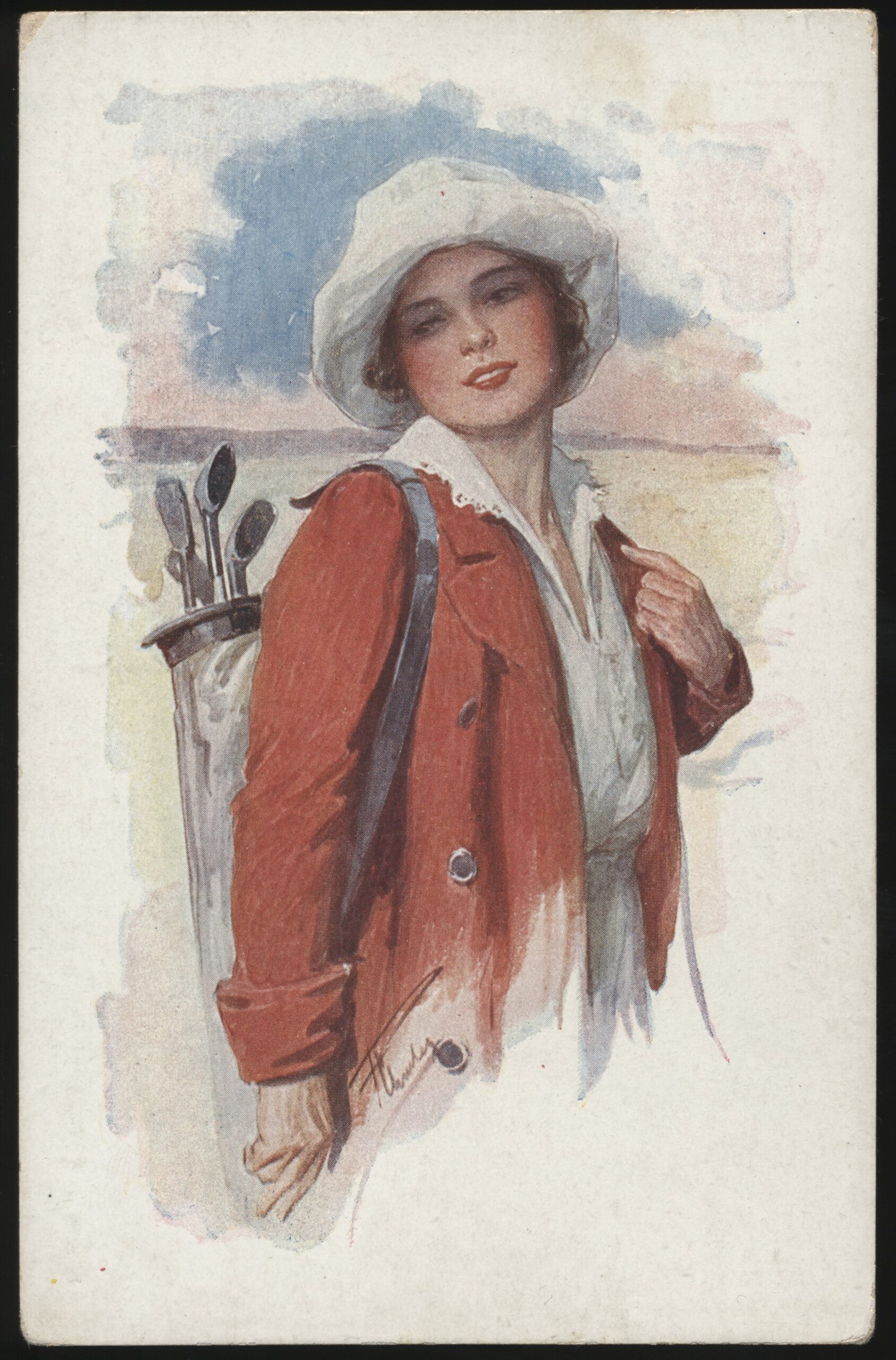 BKW - 'Lady Golfer Vintage Postcard #237-1' (C1900's) - Unposted BKW - 'Lady Golfer Vintage Postcard #237-1' (C1900's) - Unposted