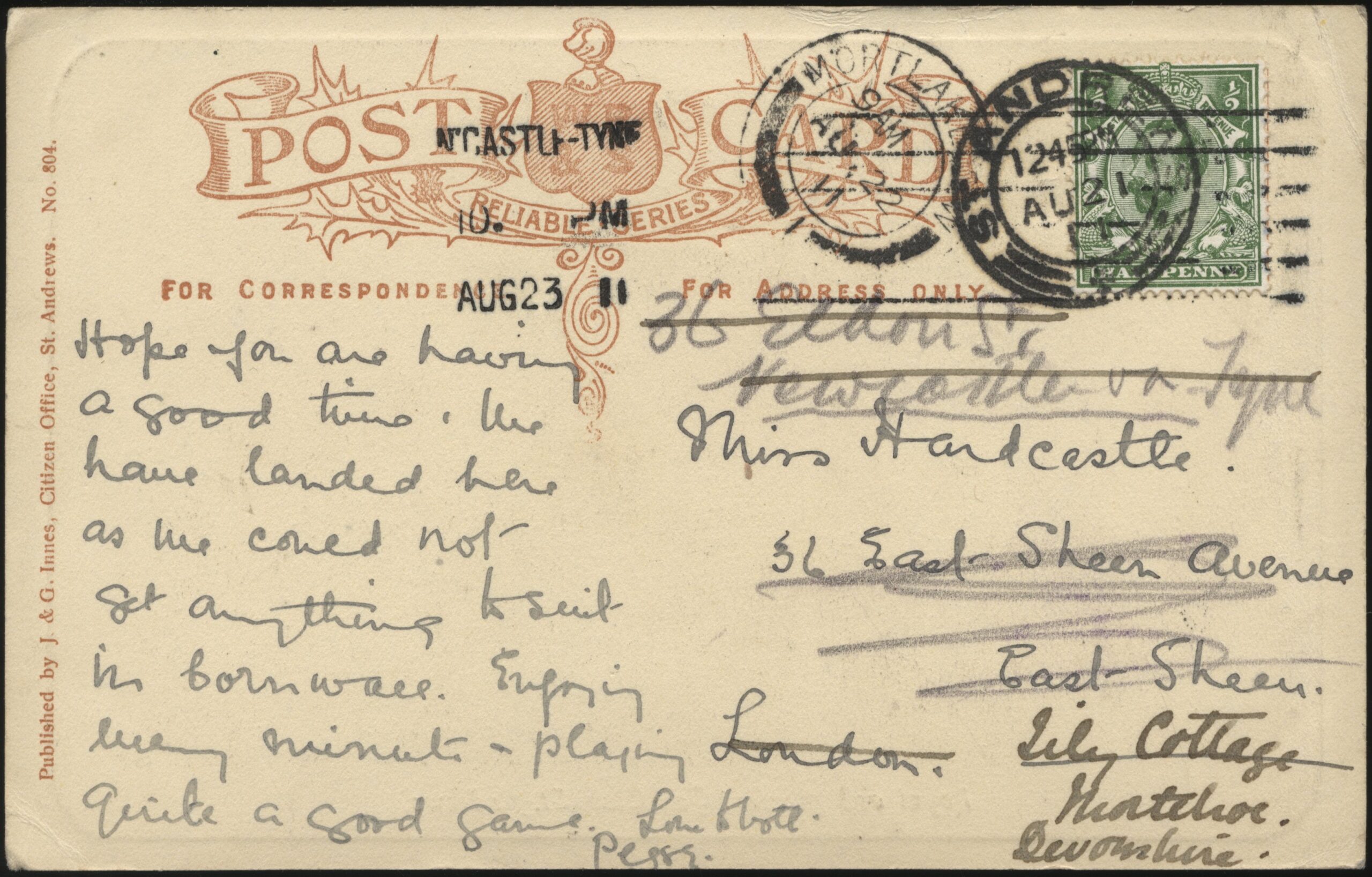 WR&S – ‘Old Tom Morris at the Royal & Ancient Golf Club Postcard’ (1911 ...
