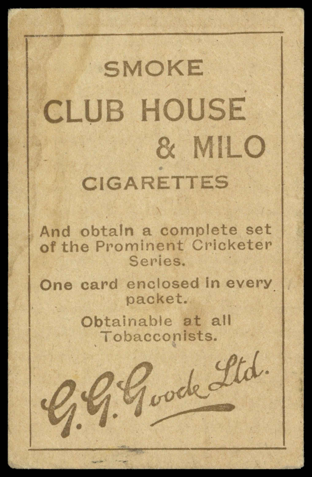 G.G. Goode - 'Prominent Cricketers' (1924) - #16 - Whysall (Notts) G.G. Goode - 'Prominent Cricketers' (1924) - #16 - Whysall (Notts)
