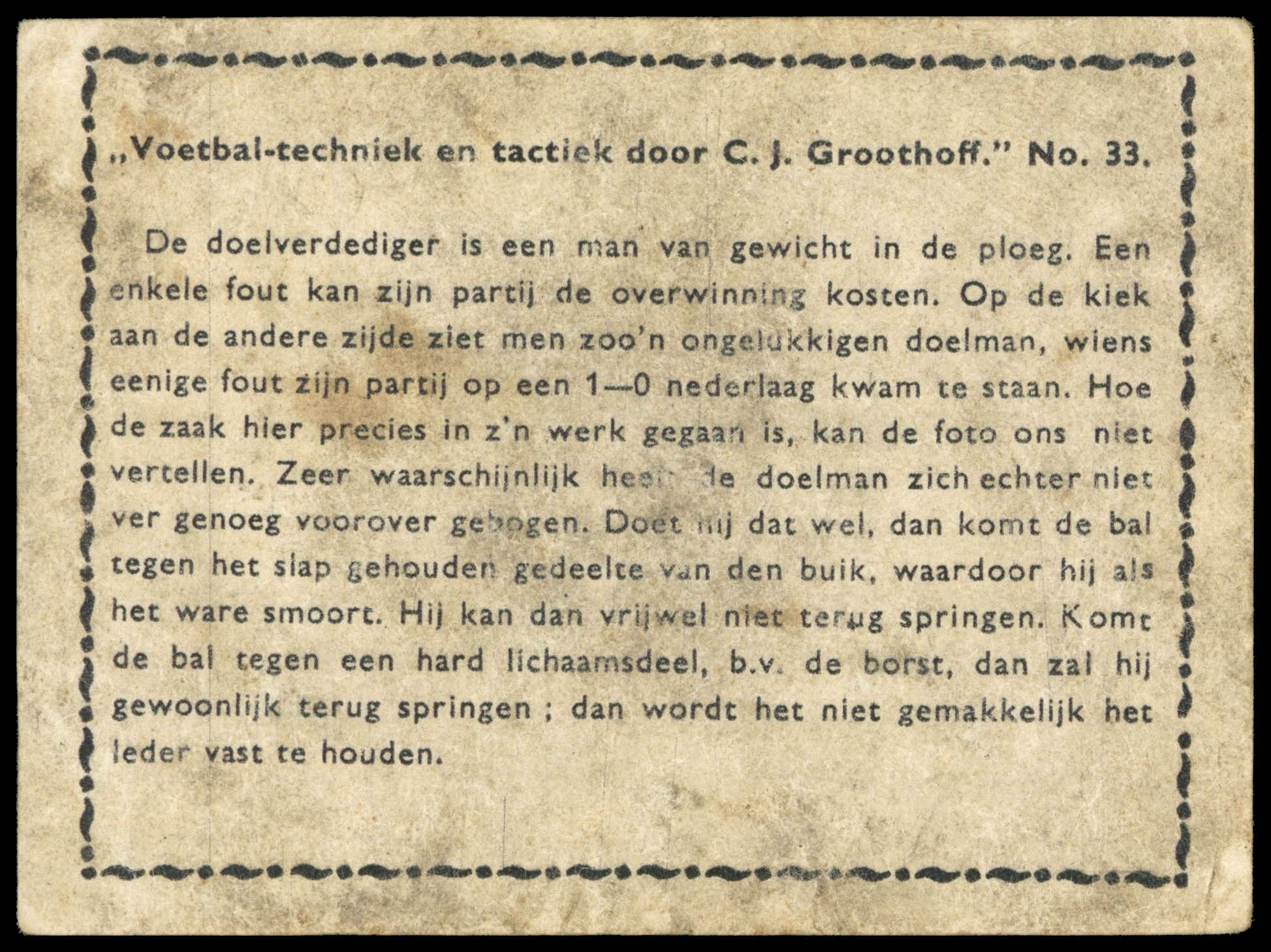 Groothoff (Phillips) - 'Football' (1932) - Belgium v Netherlands 1932 Groothoff (Phillips) - 'Football' (1932) - Belgium v Netherlands 1932