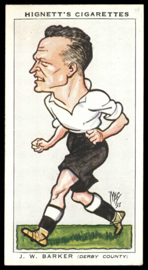 Hignett - 'Football Caricatures' (1935) - #1 - J.W. Barker (Derby County)