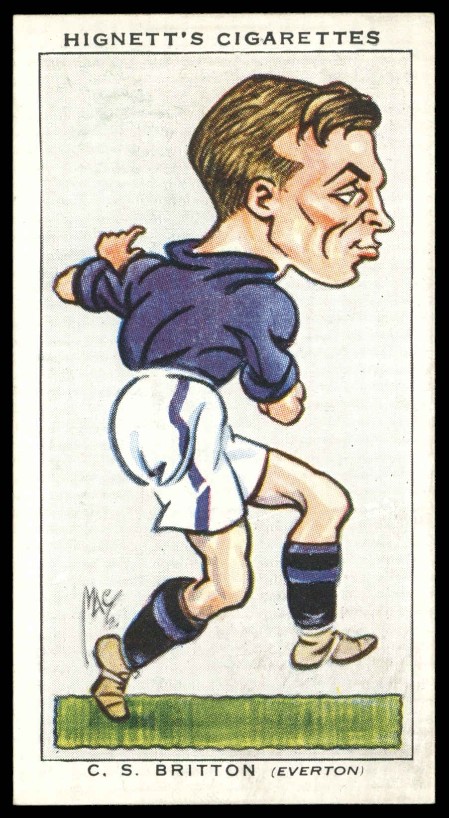 Hignett - 'Football Caricatures' (1935) - #3 - C.S. Britton (Everton) Hignett - 'Football Caricatures' (1935) - #3 - C.S. Britton (Everton)