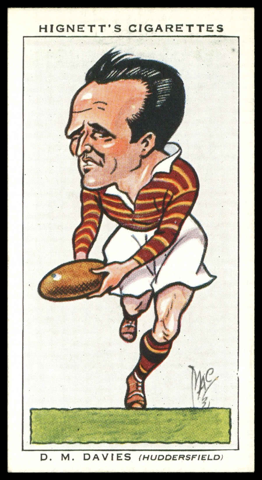 Hignett - 'Football Caricatures' (1935) - #34 - D.M. Davies (Huddersfield) Hignett - 'Football Caricatures' (1935) - #34 - D.M. Davies (Huddersfield)