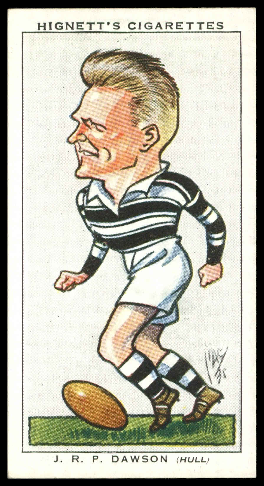 Hignett - 'Football Caricatures' (1935) - #35 - J.R.P. Dawson (Hull) Hignett - 'Football Caricatures' (1935) - #35 - J.R.P. Dawson (Hull)