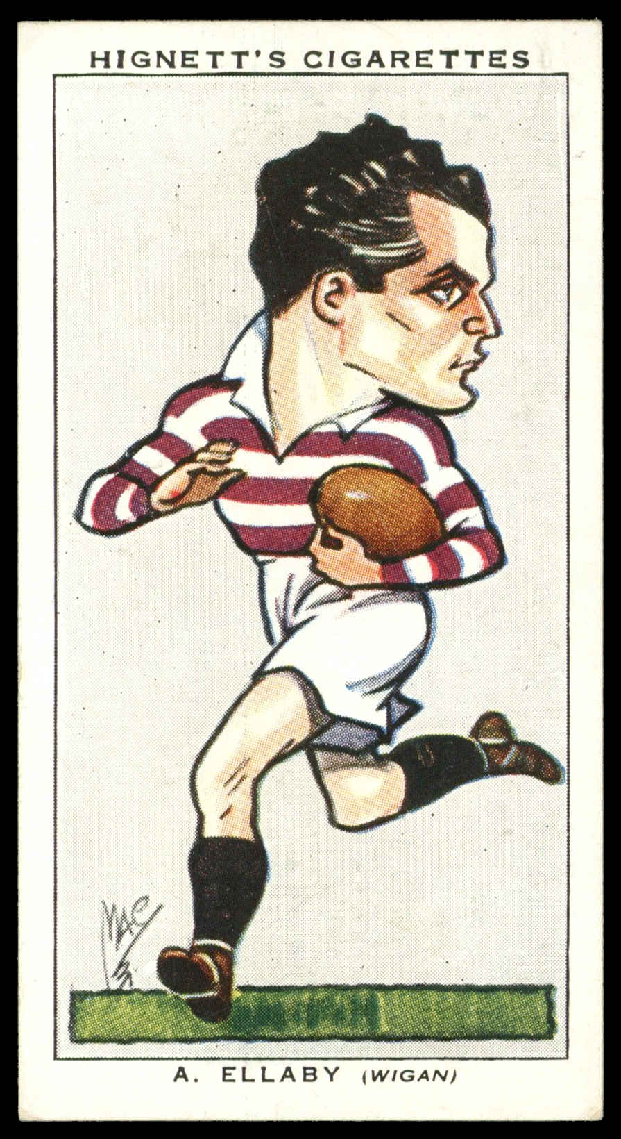Hignett - 'Football Caricatures' (1935) - #37 - A. Ellaby (Wigan) Hignett - 'Football Caricatures' (1935) - #37 - A. Ellaby (Wigan)