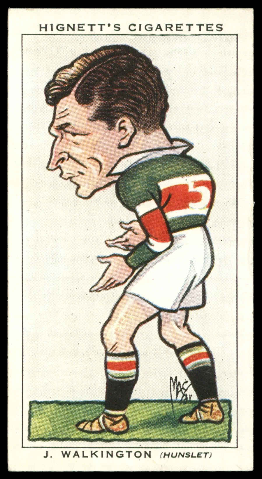 Hignett - 'Football Caricatures' (1935) - #50 - J. Walkington (Hunslet) Hignett - 'Football Caricatures' (1935) - #50 - J. Walkington (Hunslet)