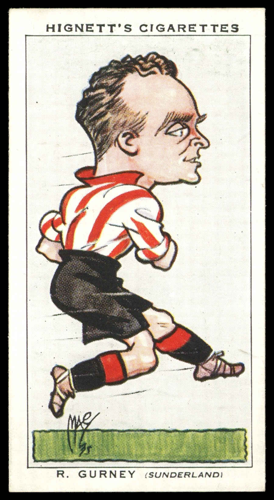 Hignett - 'Football Caricatures' (1935) - #7 - R. Gurney (Sunderland) Hignett - 'Football Caricatures' (1935) - #7 - R. Gurney (Sunderland)