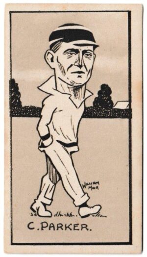 Hill (R&J) - 'Caricatures of Famous Cricketers (S)' (1926) - Card #41 - C. Parker (Gloucester)