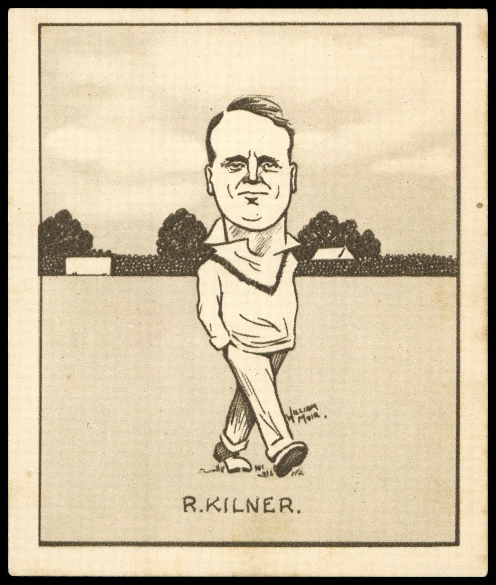 Hill (R&J) - 'Caricatures of Famous Cricketers (L)' (1926) - Roy Kilner (Yorkshire) Hill (R&J) - 'Caricatures of Famous Cricketers (L)' (1926) - Roy Kilner (Yorkshire)