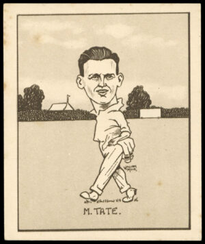 Hill (R&J) - 'Caricatures of Famous Cricketers (L)' (1926) - M.W. Tate (Sussex)