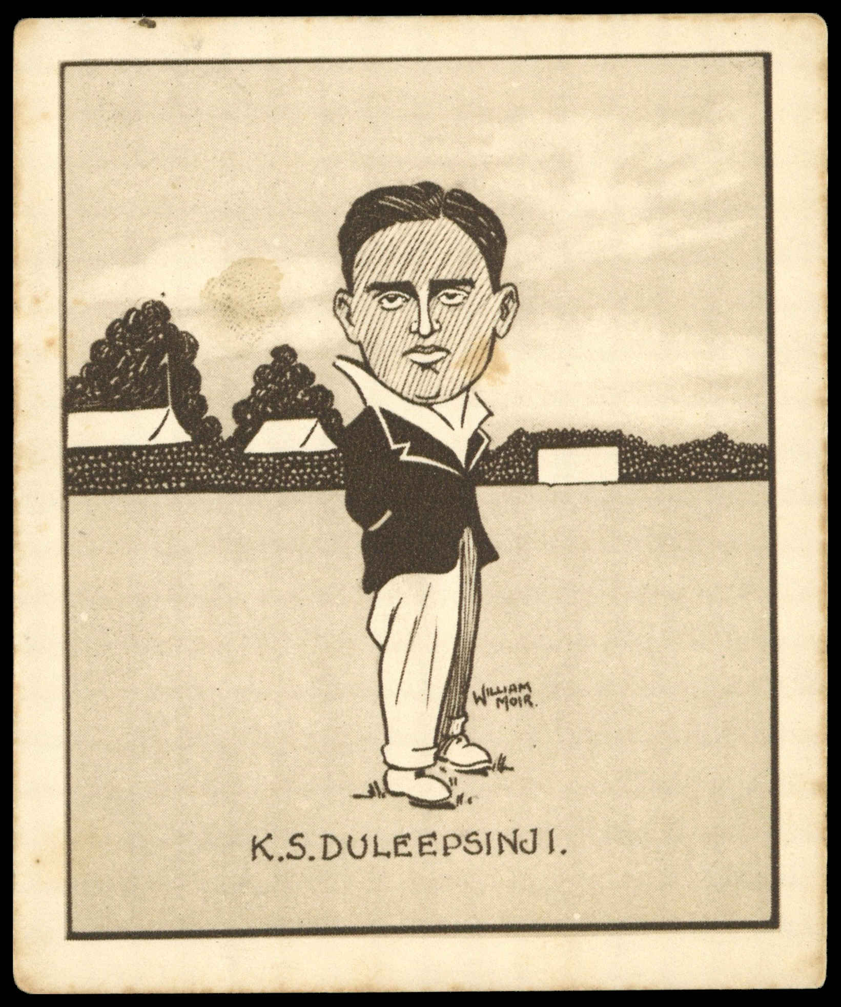 Hill (R&J) - 'Caricatures of Famous Cricketers (L)' (1926) - Duleepsinhji (Cambridge) Hill (R&J) - 'Caricatures of Famous Cricketers (L)' (1926) - Duleepsinhji (Cambridge)