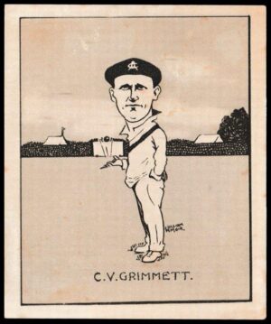 Hill (R&J) - 'Caricatures of Famous Cricketers (L) - Card #11 - C.V. Grimmett (South Australia)