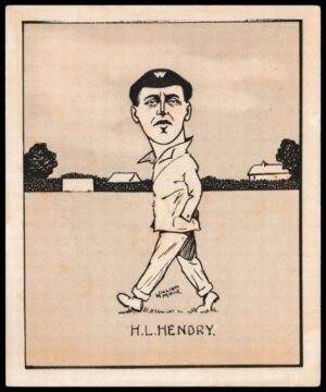 Hill (R&J) - 'Caricatures of Famous Cricketers (L) - Card #12 - H.L. Hendry (Victoria)