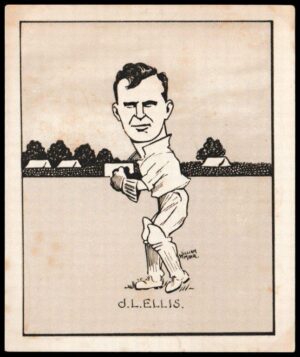 Hill (R&J) - 'Caricatures of Famous Cricketers (L) - Card #14 - J. Ellis (Victoria)