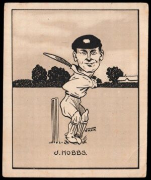 Hill (R&J) - 'Caricatures of Famous Cricketers (L) - Card #17 - J.B. Hobbs (Surrey) Hill (R&J) - 'Caricatures of Famous Cricketers (L) - Card #17 - J.B. Hobbs (Surrey)