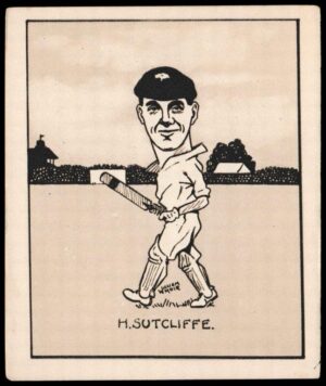 Hill (R&J) - 'Caricatures of Famous Cricketers (L) - Card #18 - H. Sutcliffe (Yorkshire) Hill (R&J) - 'Caricatures of Famous Cricketers (L) - Card #18 - H. Sutcliffe (Yorkshire)