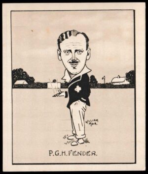 Hill (R&J) - 'Caricatures of Famous Cricketers (L) - Card #25 - P.G.H. Fender (Surrey)